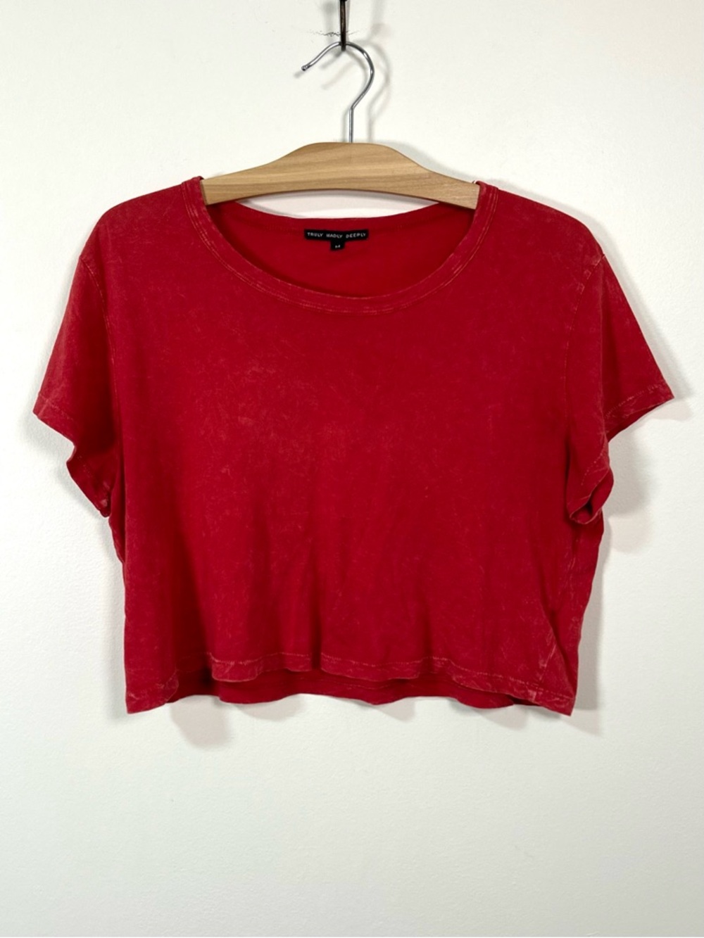 Urban Outfitters | Truly Madly Deeply Red Acid Wash Cropped Tee